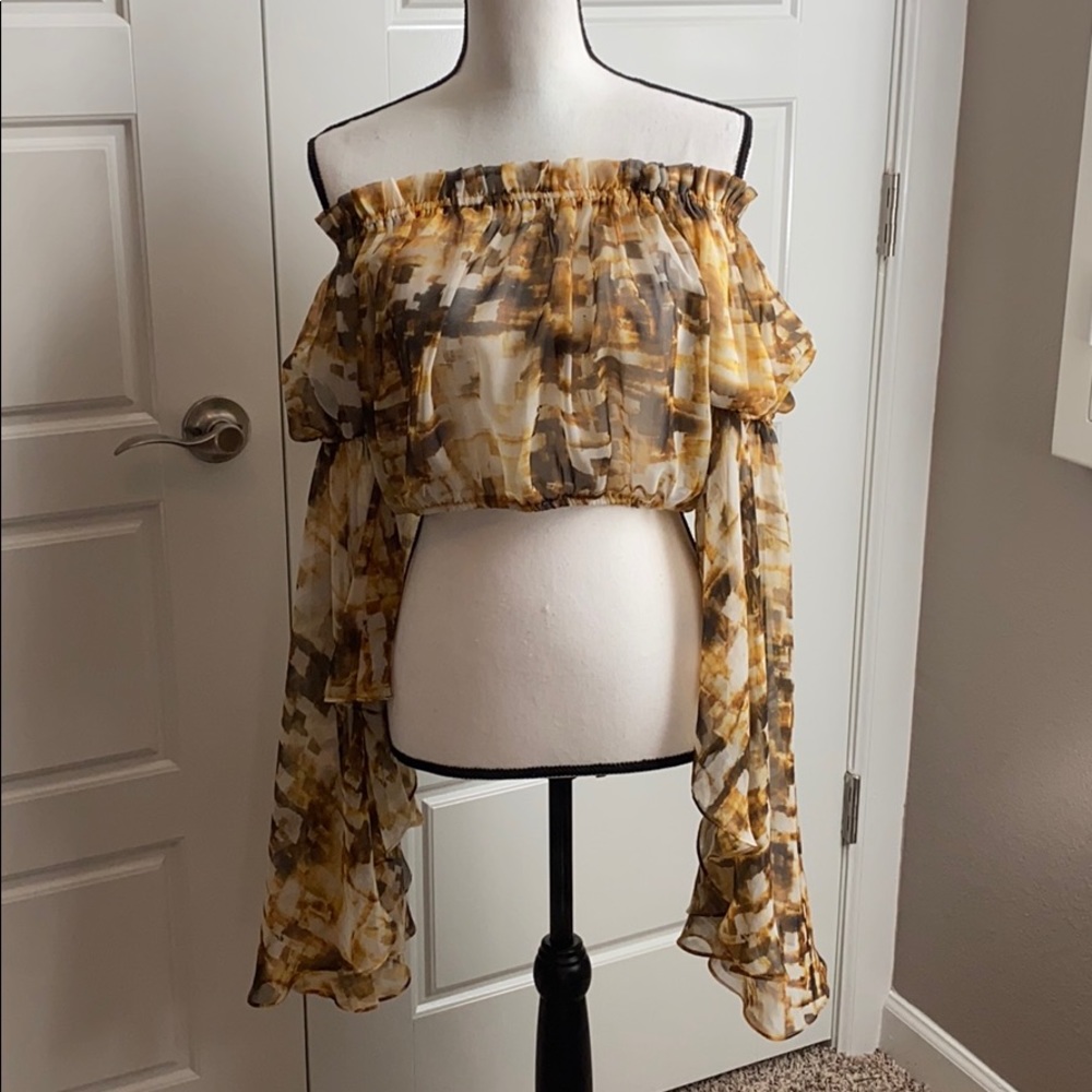 Like New Sheer Off the Shoulder Crop Top